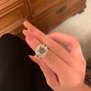 David Yurman 11mm Prasolite ring with diamonds